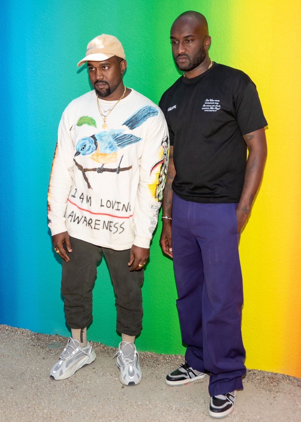 Kanye West insieme a Virgil Abloh sfilata Louis Vuitton