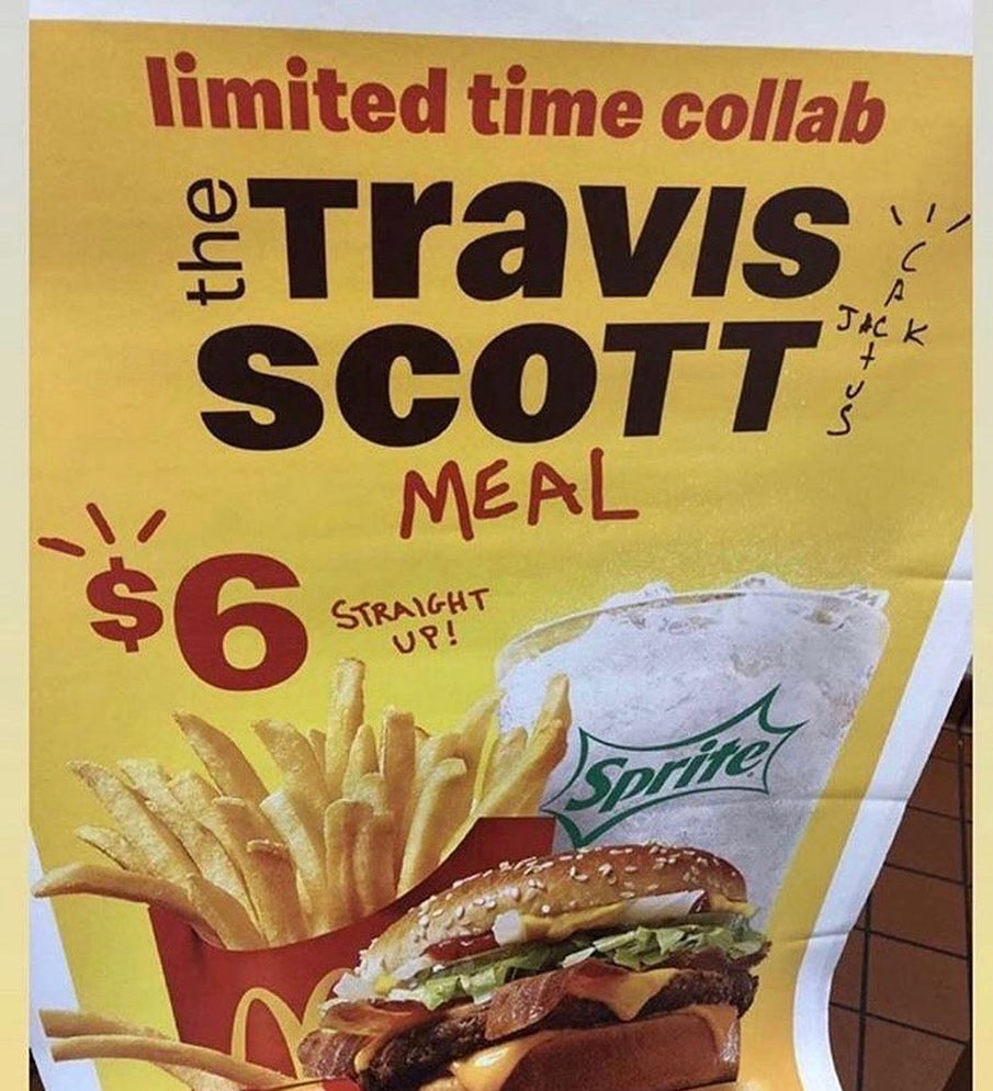 Travis Scott x McDonalds Travis Scott Meal menu