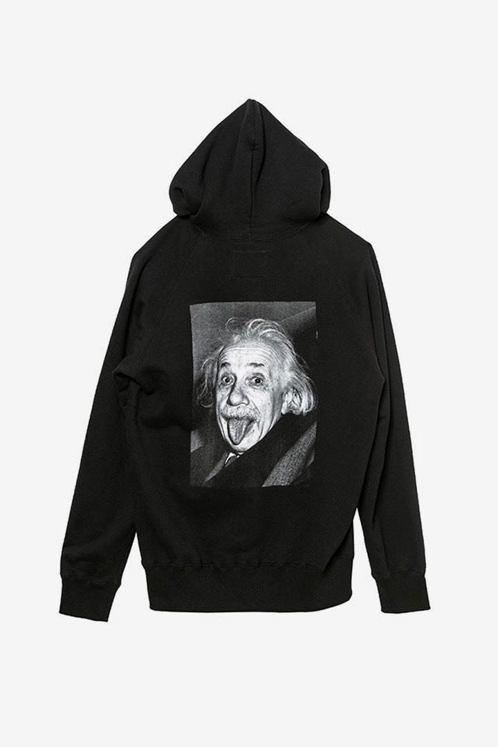 sacai Albert Einstein hoodie nera con stampa