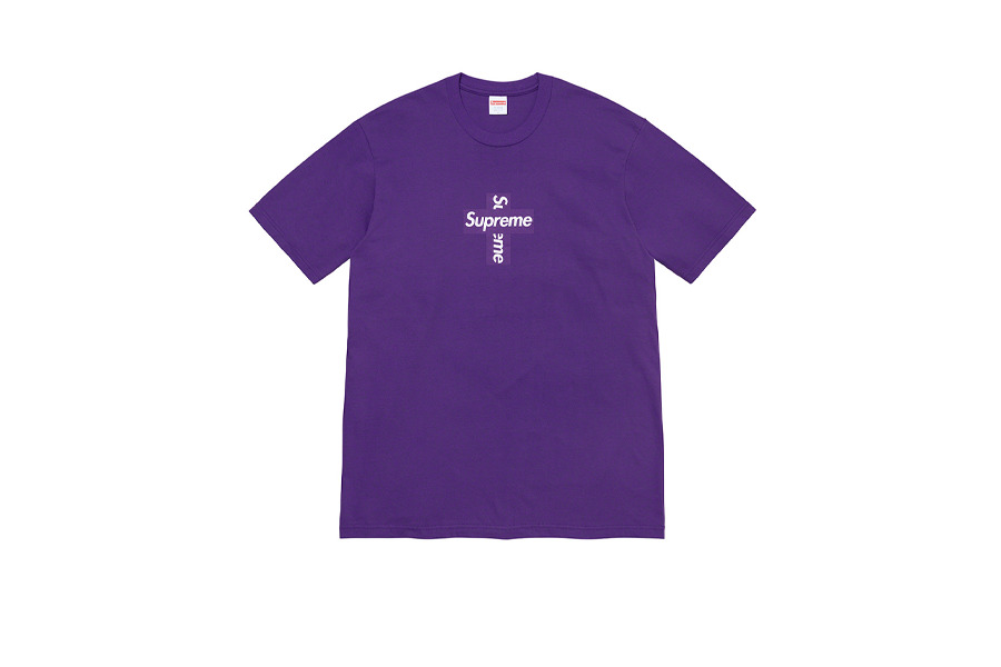 Large状態Supreme Cross Box Logo Tee Purple Large